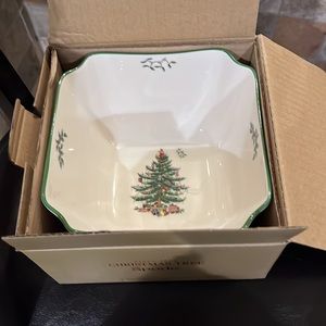 NIB Spode small square bowl 6.75” Christmas Tree